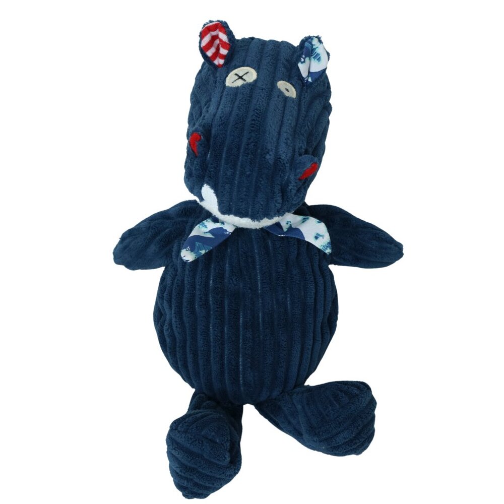 Les Deglingos Big Simply Hippipos the Blue Hippopotamus Corduroy Plush Toy 33cm
